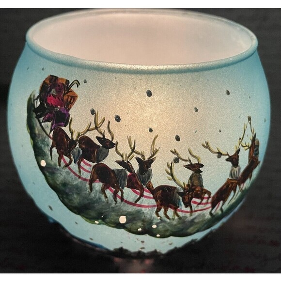Christmas Reindeer Winter land 3 " Candle Holder Hand Painted - Picture 12 of 12